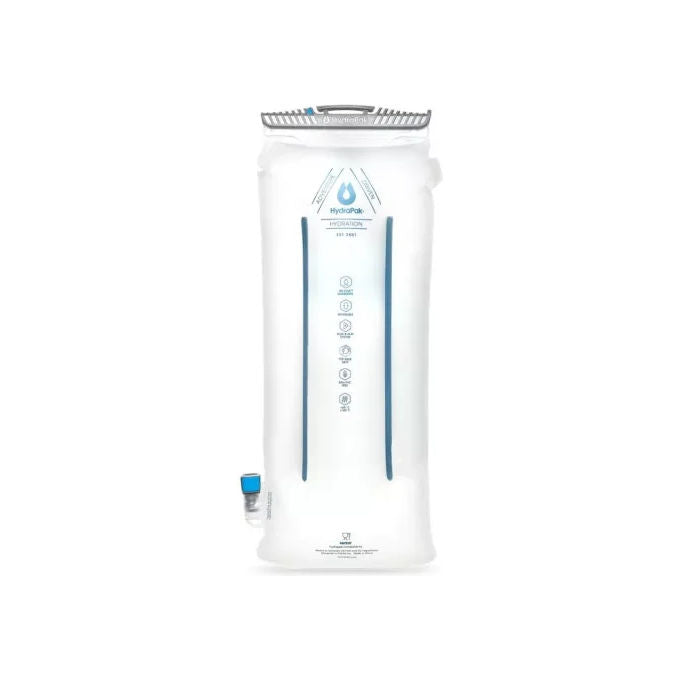 HydraPak CONTOUR Serbatoio Idratazione 2L TPU Ultraresistente Valvola Comet con Chiusura Automatica Impugnatura Morbida Clip Magnetica Sistema Plug-N-Play 100% Senza BPA e PVC colore Trasparente