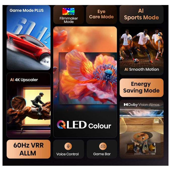 Hisense 43E79Q E7Q Smart TV QLED 4K Ultra HD 43'' VIDAA Dolby Atmos HDR10+ DVB-T2 Wi-Fi colore Nero