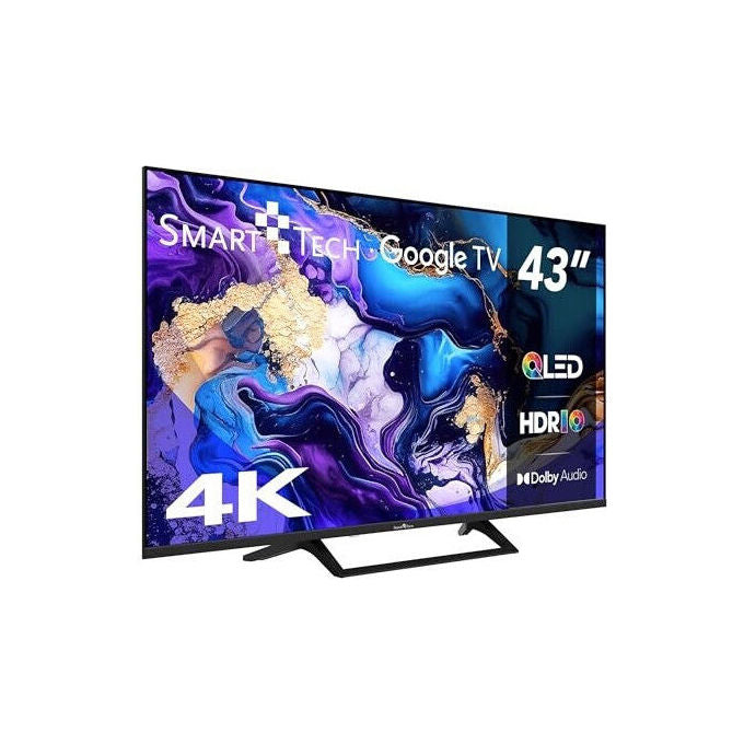 Smart Tech 43QG06V TV QLED 43'' 4K UHD Google TV HDR10 Dolby Digital Plus 4 HDMI 2 USB Wi-Fi Bluetooth colore Nero
