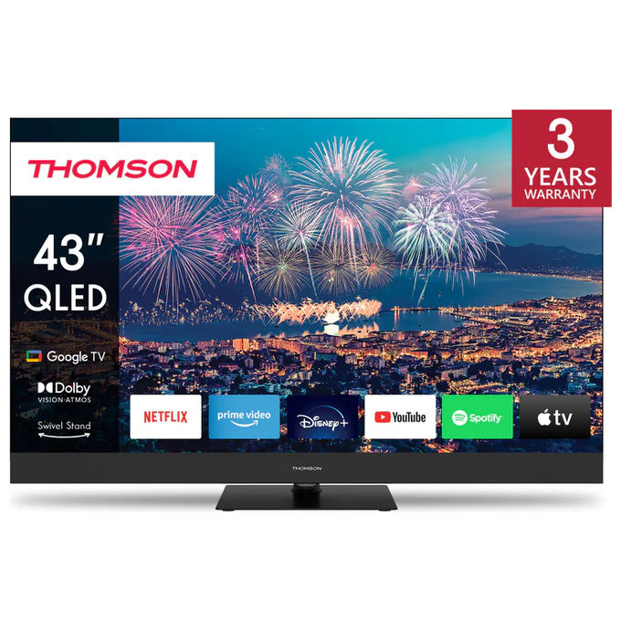 Thomson Tv Qled 4K Ultra HD 65 Pollici Smart Tv Google Tv Nero