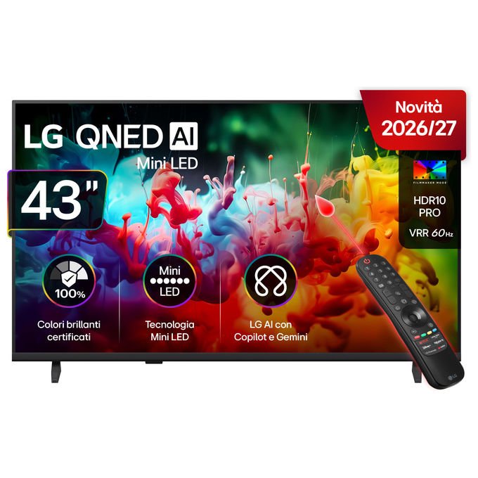 LG 43QNED70B6C QNED70B Smart TV 43'' QNED MiniLED 4K Ultra HD webOS 26 Wi-Fi Dolby Digital AI Magic Remote colore Nero