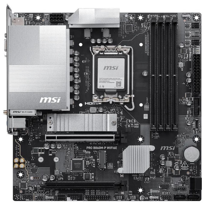 MSI PRO B860M-P WIFI6E Scheda madre per CPU Intel LGA1851 DDR5 fino a 8800 MHz PCIe 5.0 M.2 WiFi6E Bluetooth USB 2.5G LAN colore Nero