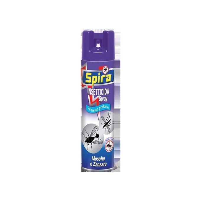 Spira Spray Insetticida Fresca Profumazione Uso Domestico per Mosche e Zanzare Comuni e Zanzara Tigre Bombola Aerosol 400ml