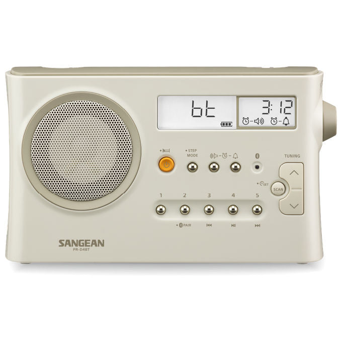 Sangean PR-D4BT Radio portatile AM FM Bluetooth con sintonizzazione digitale durata batteria fino a 170 ore colore Crema pastello