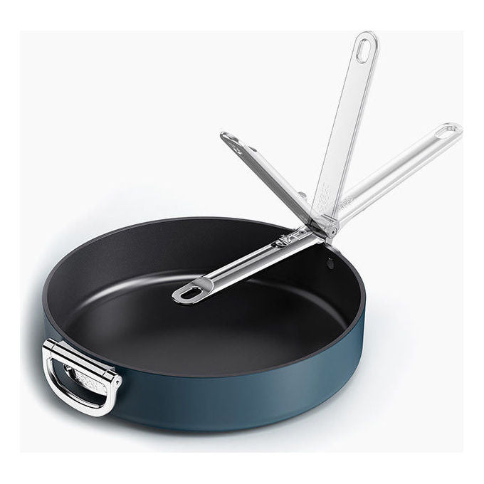 Joseph Joseph 5028420010572 Space Casseruola 30 cm con Manici Pieghevoli Rivestimento Ceramico Antiaderente Non Tossico Adatta a Tutti i Piani Cottura Inclusa Induzione colore Blu