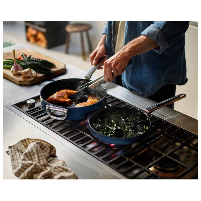 Joseph Joseph 5028420010572 Space Casseruola 30 cm con Manici Pieghevoli Rivestimento Ceramico Antiaderente Non Tossico Adatta a Tutti i Piani Cottura Inclusa Induzione colore Blu