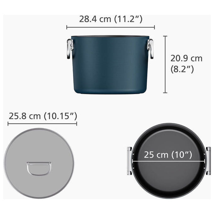 Joseph Joseph 45045 Space Pentola Antiaderente con Manici Pieghevoli e Coperchio in Vetro Blu