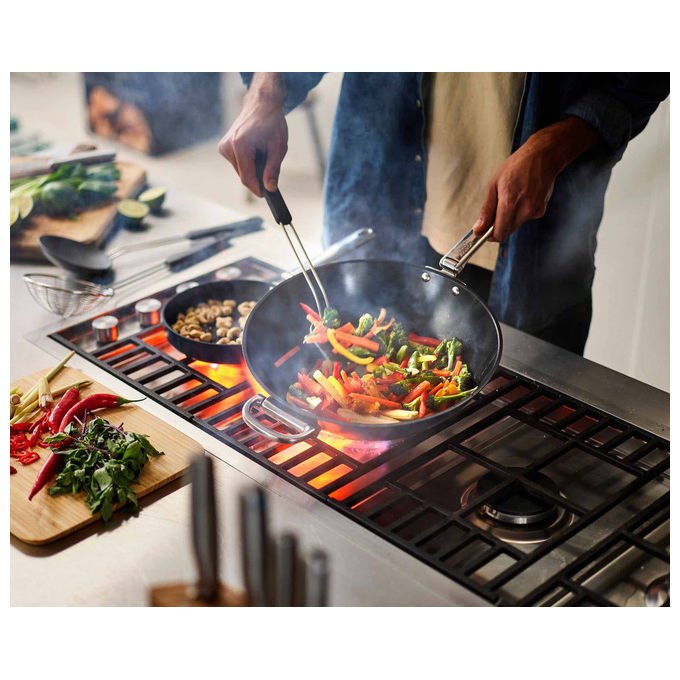 Joseph Joseph SPACEWOK32BLU Wok Antiaderente con Manici Pieghevoli Rivestimento in Ceramica Non Tossica Adatto a Tutti i Piani Cottura Inclusa Induzione colore Blu