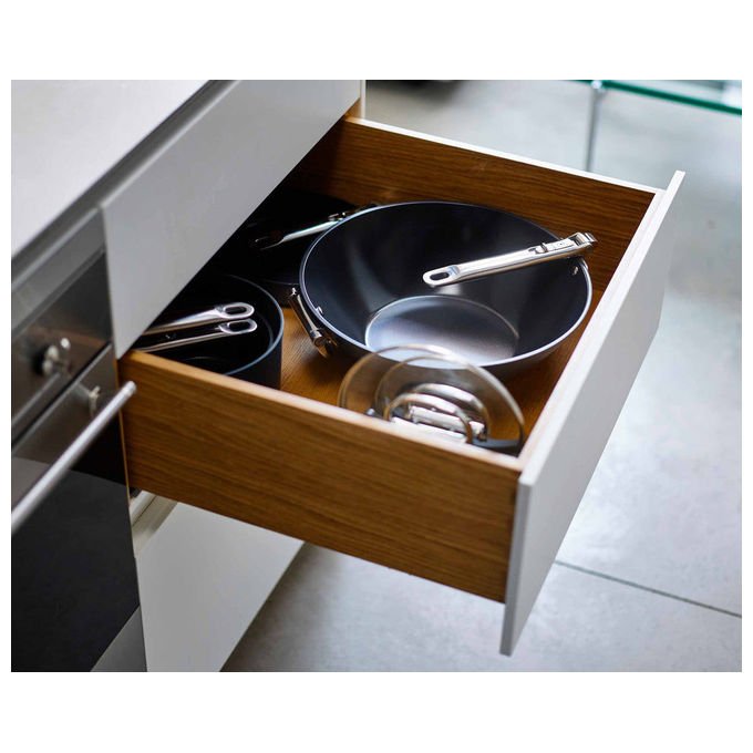 Joseph Joseph SPACEWOK32BLU Wok Antiaderente con Manici Pieghevoli Rivestimento in Ceramica Non Tossica Adatto a Tutti i Piani Cottura Inclusa Induzione colore Blu