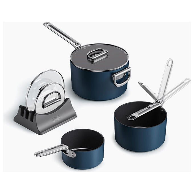 Joseph Joseph 45049 Space Set di casseruole con manici pieghevoli 3 pezzi diametri 15 19 23 cm colore Blu