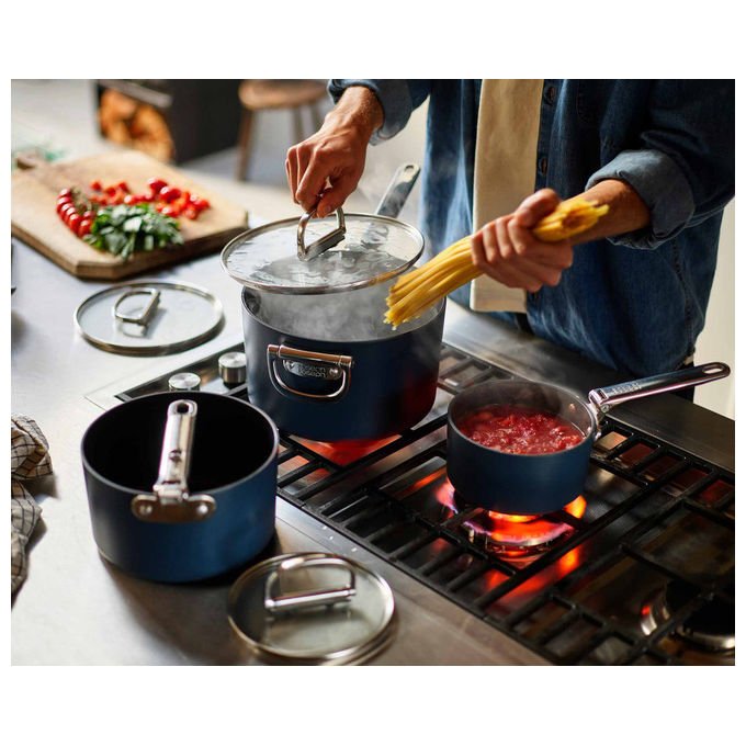 Joseph Joseph 45049 Space Set di casseruole con manici pieghevoli 3 pezzi diametri 15 19 23 cm colore Blu