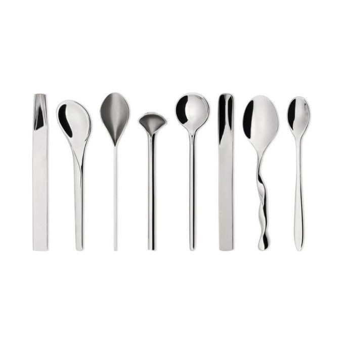 Alessi MSPOONSET Il Caffe' Alessi Set di 8 Cucchiaini da Caffe' in Acciaio Inossidabile 18-10 colore Acciaio