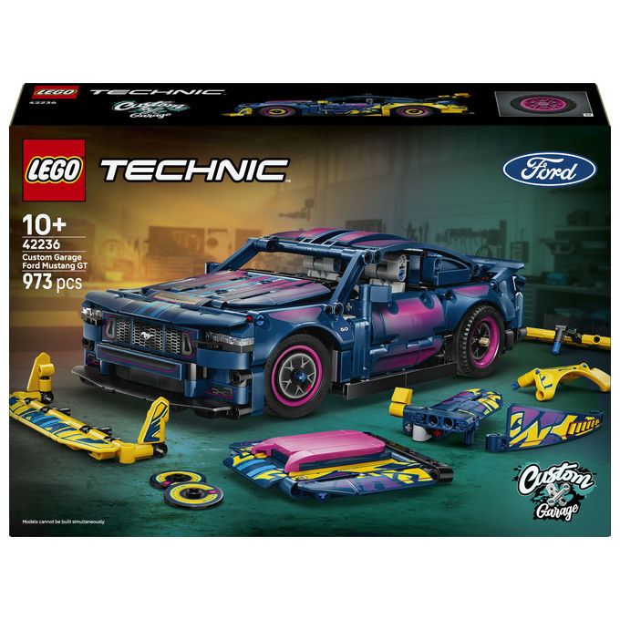 Lego 42236 Auto Ford Mustang GT Custom Garage Giocattolo con Motore V8 Sterzo HOG Parti Intercambiabili da 10+ colore Multicolore