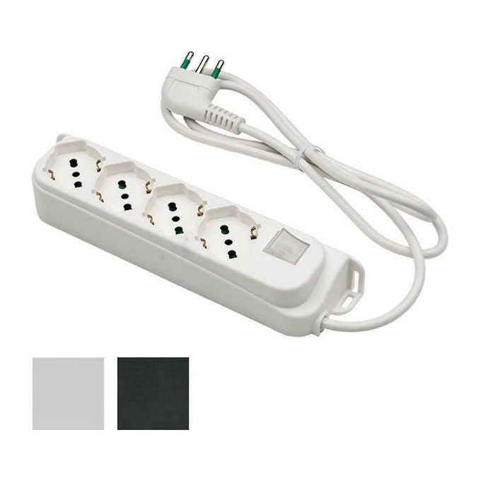 Fanton 47420 Omega Multipresa 4 Prese Bipasso Schuko 2P+T 16A Cavo 1,5m Interruttore Bipolare Luminoso colore Bianco