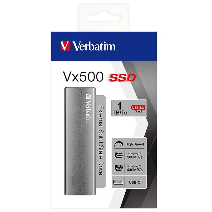 Verbatim 47444 SSD Esterno 1 TB USB-C 3.2 Gen 2 Vx500 Argento