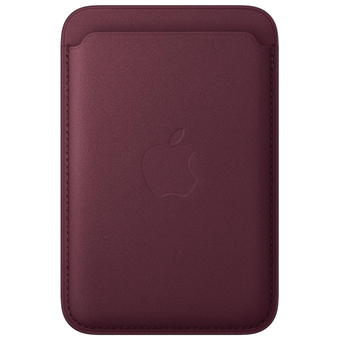 Apple MK9H4ZM-A Portafoglio MagSafe in tessuto FineWoven per iPhone Compatibile con modelli dalla serie 15 Pro alla 18 Pro Contiene fino a 3 carte colore Borgogna
