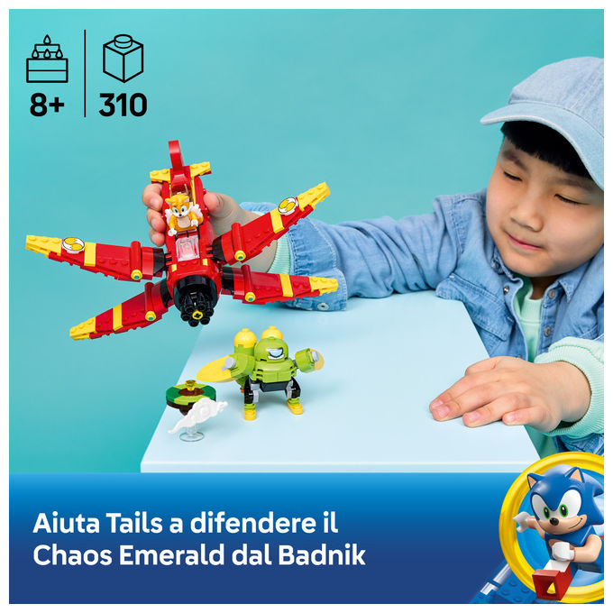 Lego 77119 Sonic the Hedgehog Set da Costruzione Tornado-1 di Tails con 2 Personaggi e Smeraldo del Caos 310 Pezzi colore Multicolore