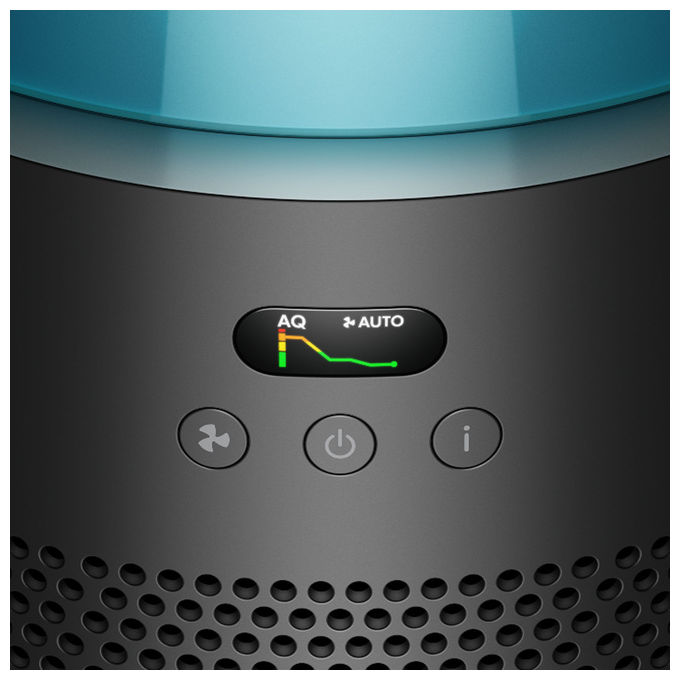 Dyson 491338-01 Purificatore d'aria per ambienti fino a 100 m² Tecnologia HushJet 24 dB colore Nero-Turchese