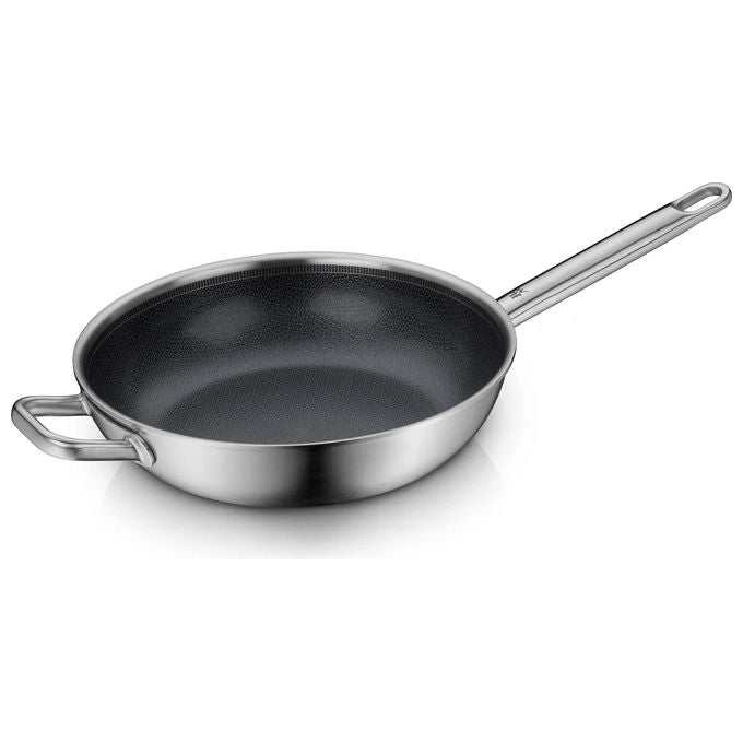 WMF 1759486411 Ultimate Profi Resist Stielpfanne hoch 28 cm adatta a tutti i piani cottura incluso induzione cottura uniforme fondo ultra piatto manico freddo resistente al calore fino a 250 °C colore Acciaio