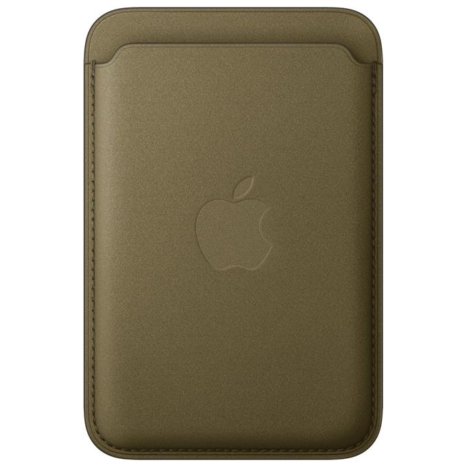 Apple MK9K4ZM-A Portafoglio MagSafe in tessuto FineWoven per iPhone Compatibile con modelli iPhone 15 Pro fino a iPhone 18 Pro Max Contiene fino a 3 carte colore Oliva