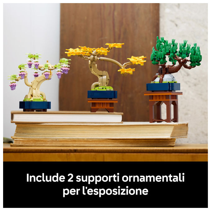 Lego 10373 Botanicals Mini Bonsai Set da Costruzione 3 Piante Artificiali con Foglie Intercambiabili e 2 Espositori colore Multicolore