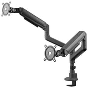 One For All DM5210 Dynamic Dual Heavy Duty Supporto per Monitor Doppio con Altezza Regolabile Rotazione 360° Inclinazione 0-70° Gestione Cavi colore Nero