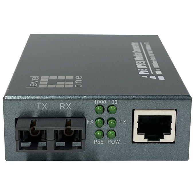 LevelOne GVT-2014 Convertitore Multimediale di Rete 1000 Mbit-s Single Mode 20 km SC PoE Grigio