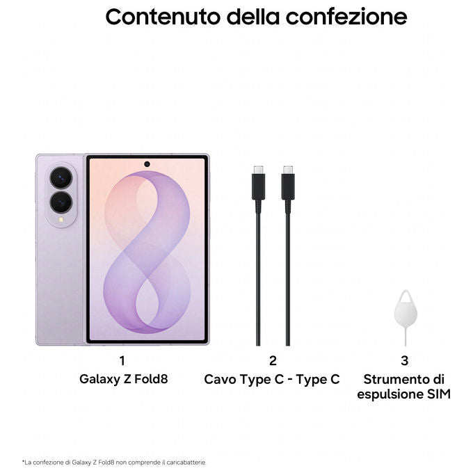 Samsung SM-F971BLVBEUE Galaxy Z Fold8 Smartphone Pieghevole 12GB RAM 256GB 5G Display 7.6'' 50MP colore Lavanda