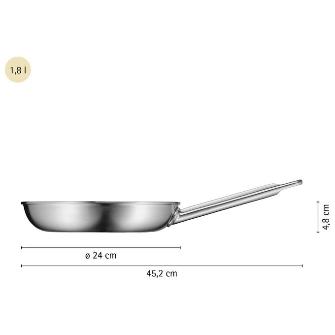 WMF 17.5924.6411 Ultimate Profi Resist Stielpfanne Pentola con Rivestimento in Ceramica Adatta per Induzione 24 cm colore Acciaio inox