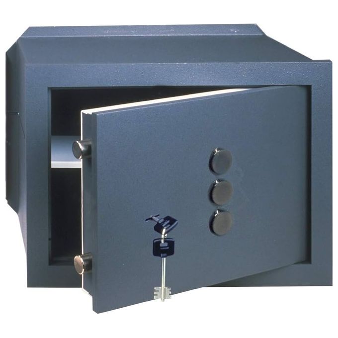 Cisa 82210.40.0 C Key 3 Cassaforte a Muro con Chiave e Combinatore 32000 combinazioni possibili 2+2 catenacci acciaio spessore 10 mm colore Nero