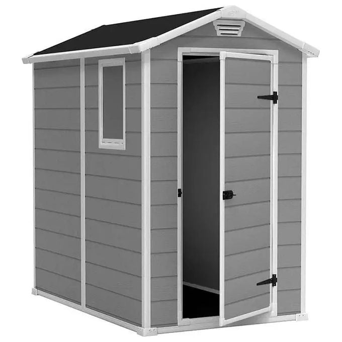 Keter Kit Casetta Manor 4x6 Grigia 130x192x198H con Appendi Attrezzi e Scaffale