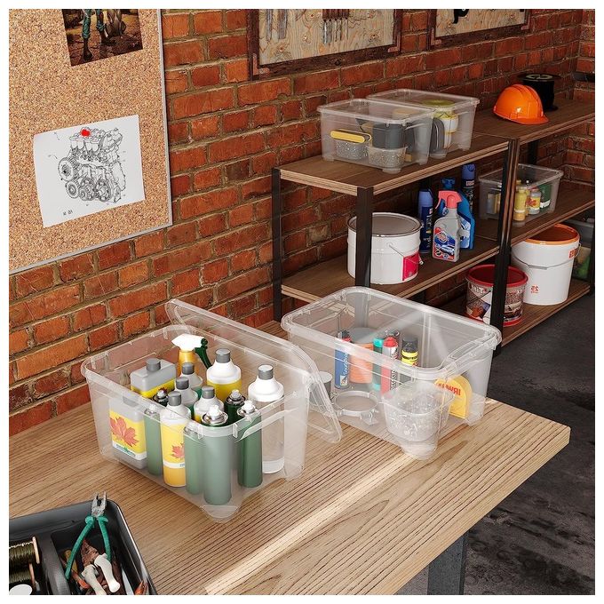 Keter Set di 5 Contenitori in Plastica T Box XS Trasparenti per Vestiti Scarpe e Portaoggetti 14 L 38x26x19H cm
