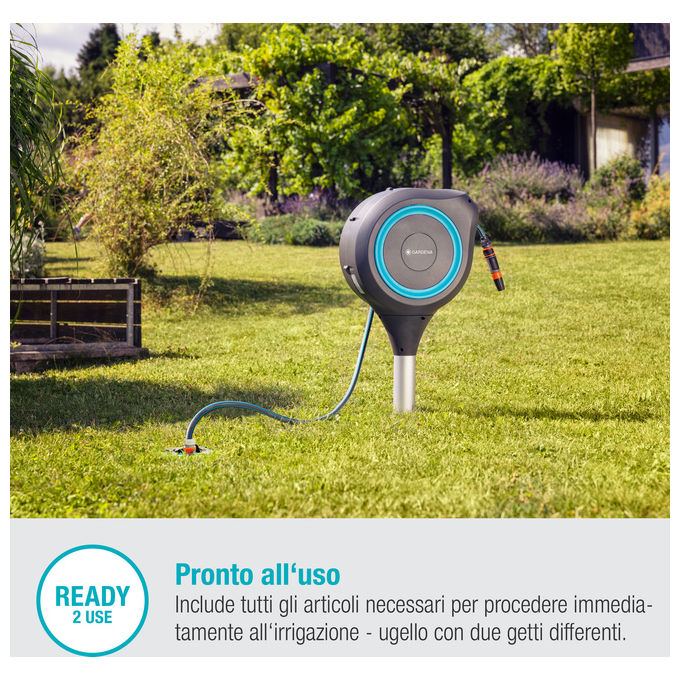 GARDENA Avvolgitubo Automatico da Giardino RollUp S, con Tubo da 15m