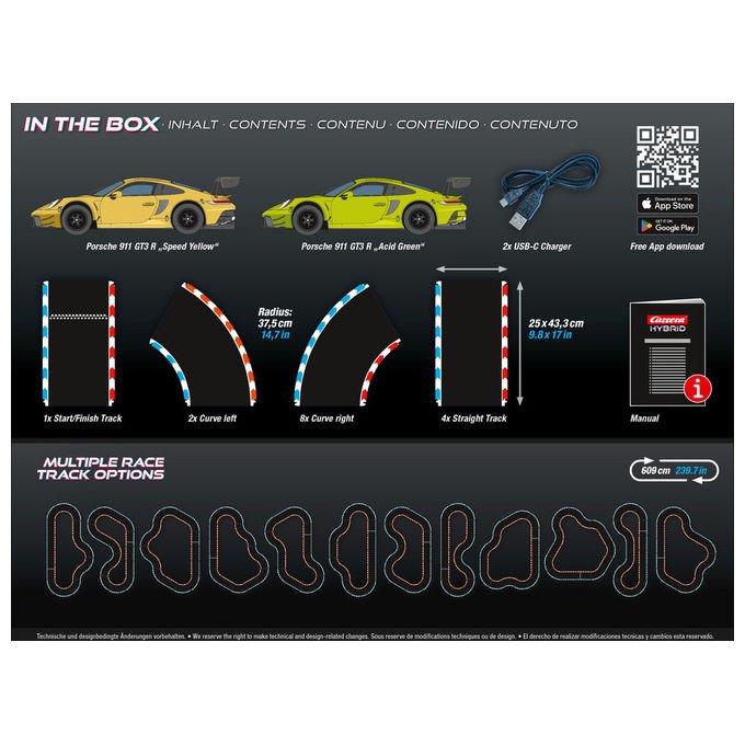 Carrera 50050001 HYBRID Speedway to Hell Set con 2 Auto in Scala 1:50 Controllo App Batteria Litio 30 Minuti di Autonomia Ricarica in 20 Minuti colore Nero