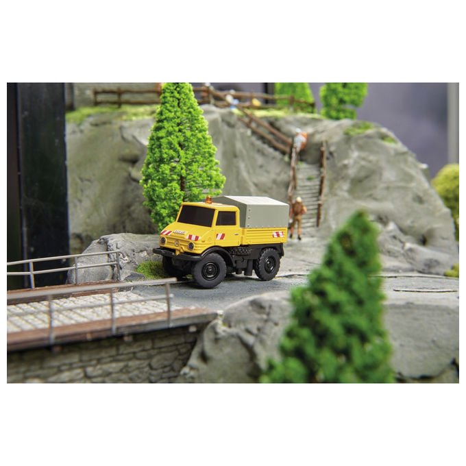 Carson 500504146 Unimog U406 Modellino Radiocomandato Scala 1:87 Motore Elettrico Frequenza 2.4 GHz con Luci LED Batteria Li-Ion 75 mAh colore Multicolore