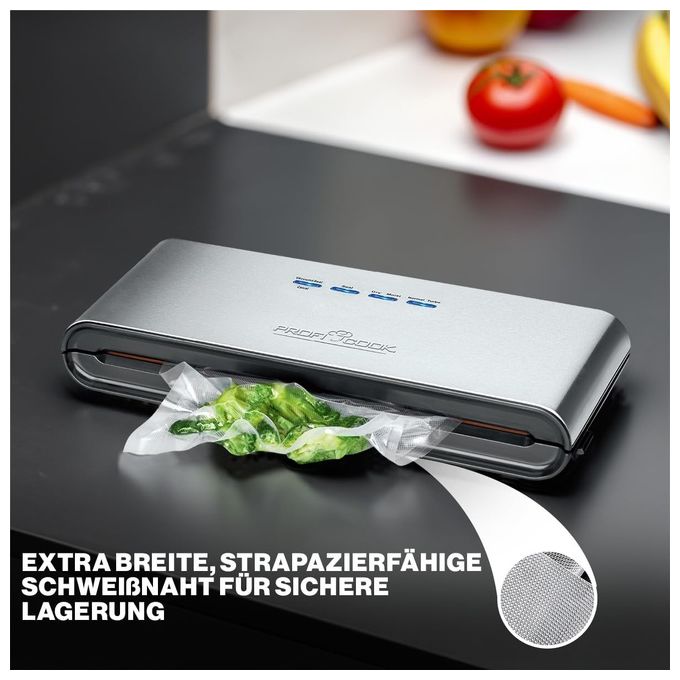 ProfiCook PC-VK 1080 Strumento per Sottovuoto Nero-Acciaio Inossidabile