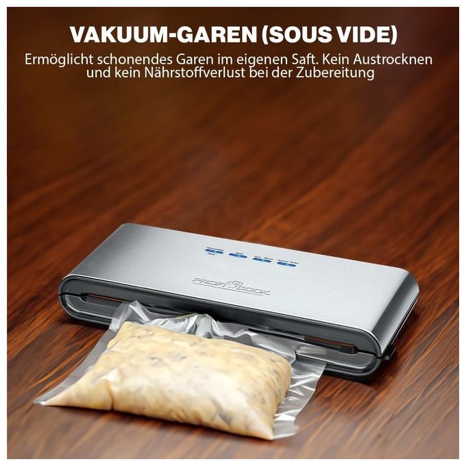 ProfiCook PC-VK 1080 Strumento per Sottovuoto Nero-Acciaio Inossidabile