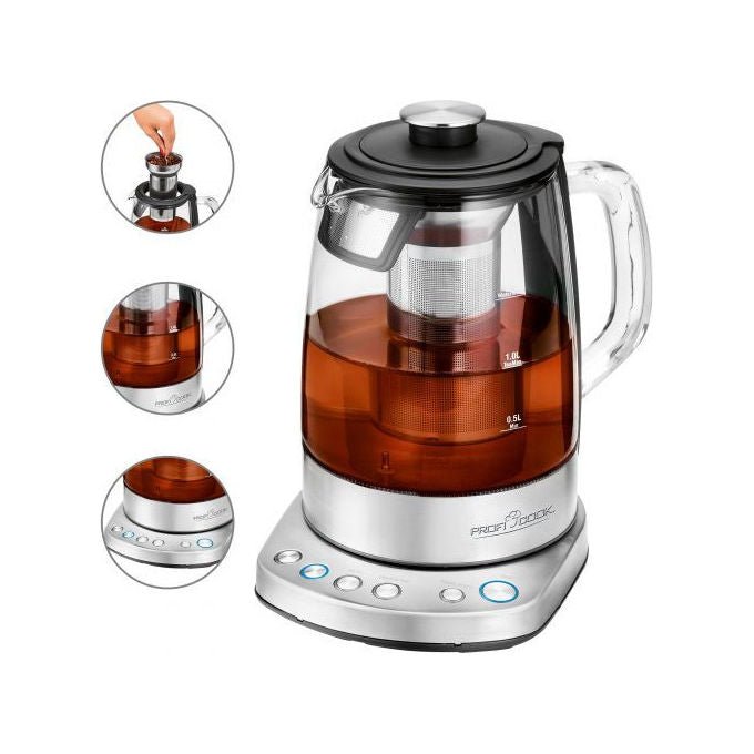 ProfiCook 501167 PC-WKS 1167G Bollitore elettrico in vetro 1,5 L 2200 W colore Bacca