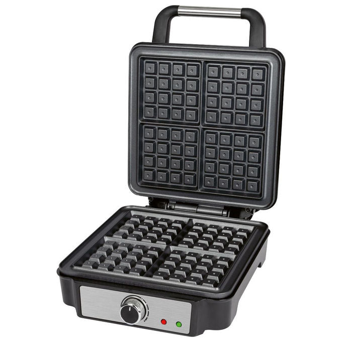 ProfiCook PC-WA 1241 Piastra per Waffle 4 Waffle Quadrati 1200 W Antiaderente Termostato Regolabile colore Nero Acciaio inox
