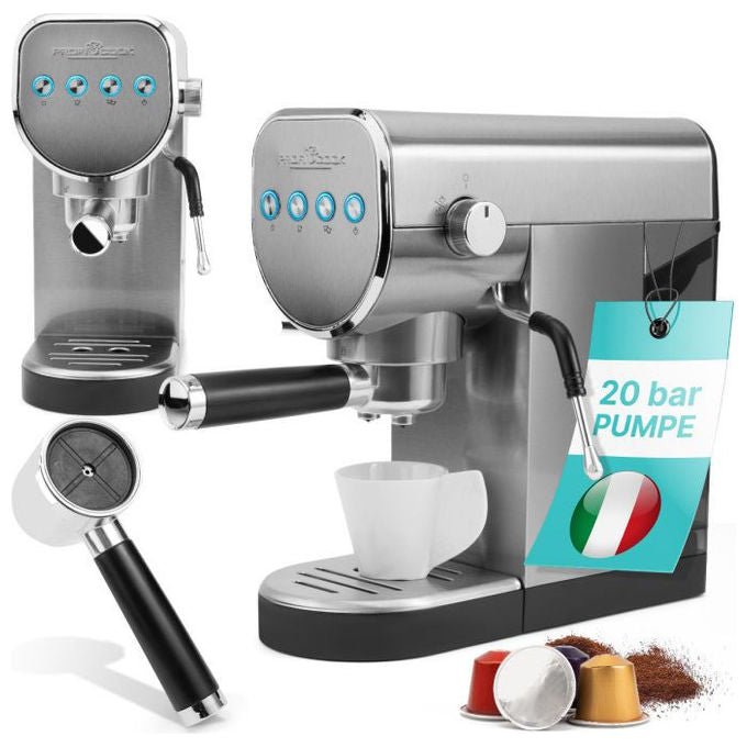 ProfiCook PC-ES-KA 1265 Macchina da caffe' espresso 20 bar 1 L 1360 W funzione montalatte acciaio inox colore Acciaio inox