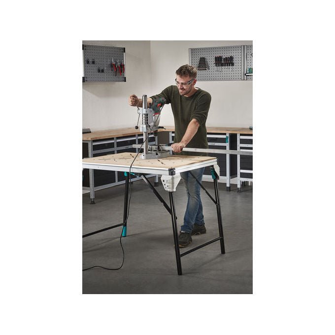 Wolfcraft 5027000 Colonna per Trapano Cremagliera Avvitata 420 mm Arresto Profondita' Regolabile Attacco Euronorm 43 mm colore Nero