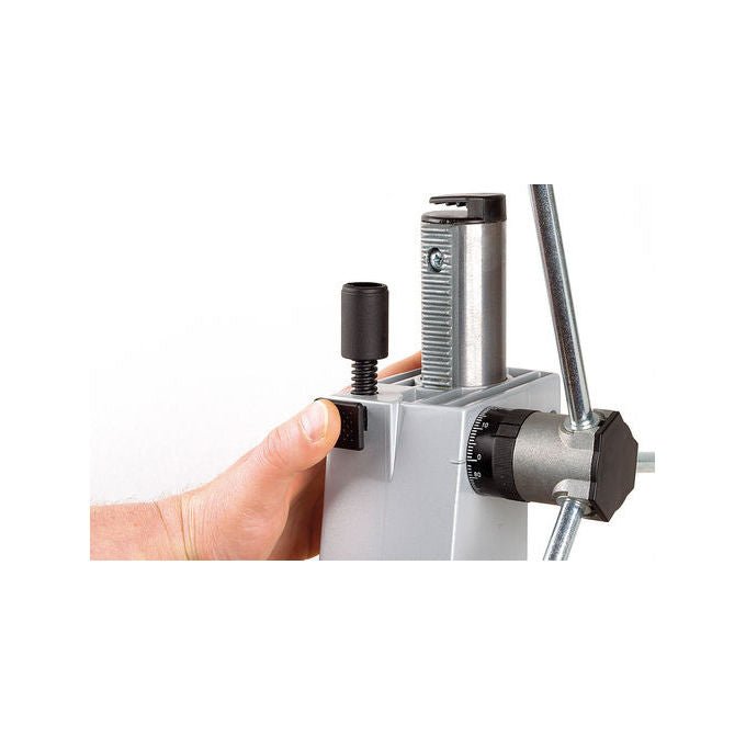 Wolfcraft 5027000 Colonna per Trapano Cremagliera Avvitata 420 mm Arresto Profondita' Regolabile Attacco Euronorm 43 mm colore Nero