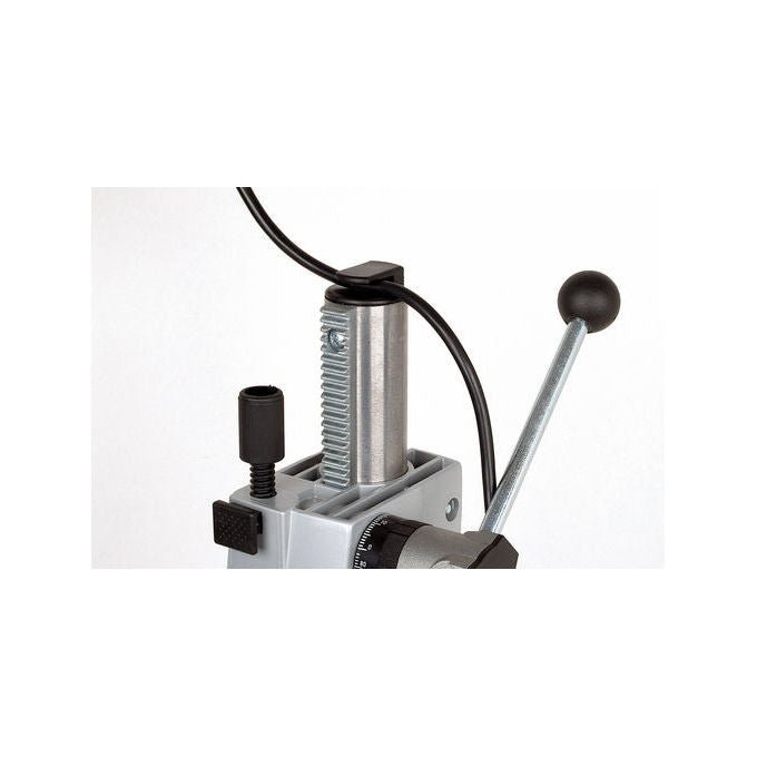 Wolfcraft 5027000 Colonna per Trapano Cremagliera Avvitata 420 mm Arresto Profondita' Regolabile Attacco Euronorm 43 mm colore Nero
