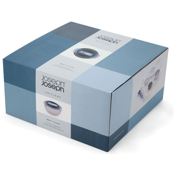 Joseph Joseph 40112 NEST Set Ciotole da Cucina 9 Pezzi con Colino e Misurini Plastica Impilabile Lavabile in Lavastoviglie Fondo Antiscivolo colore Blu