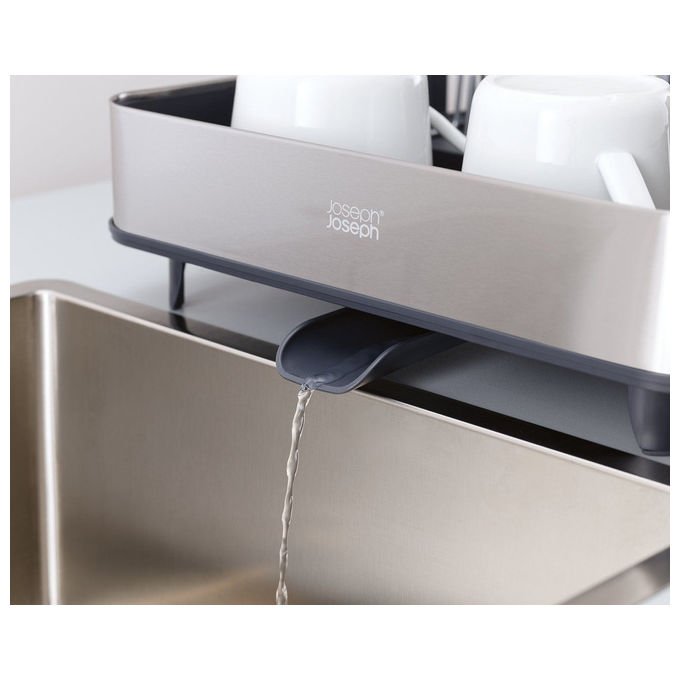 Joseph Joseph 5028420001891 Extend Scolapiatti Estensibile con Vassoio per Posate Sistema di Drenaggio Regolabile colore Grigio