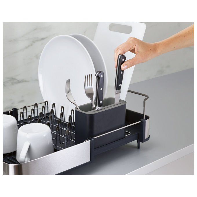 Joseph Joseph 5028420001891 Extend Scolapiatti Estensibile con Vassoio per Posate Sistema di Drenaggio Regolabile colore Grigio