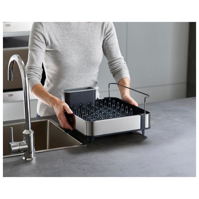Joseph Joseph 5028420001891 Extend Scolapiatti Estensibile con Vassoio per Posate Sistema di Drenaggio Regolabile colore Grigio
