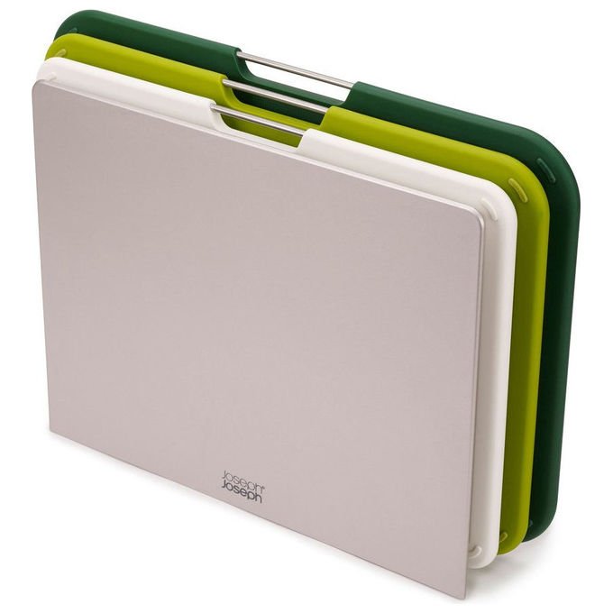Joseph Joseph 60164 Nest Set di 3 Taglieri con Supporto Antiscivolo e Solco Raccogligoccia Verde