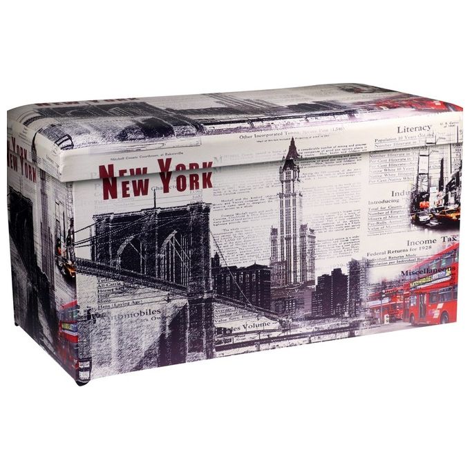 Cassapanca pieghevole City New York 76x40x41 bianco nero