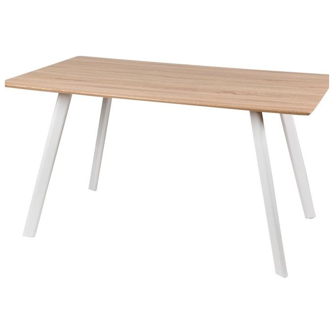 Tavolo rettangolare Notos 140x80x75 in metallo e mdf bianco e naturale